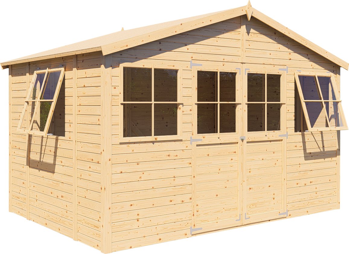 BERTILO Gartenhaus Workshop 1 naturbelassen, BxT: 364x251 cm, Großes Gartenhaus aus exakt vorgefertigten Elementen – Bild 3 von 5