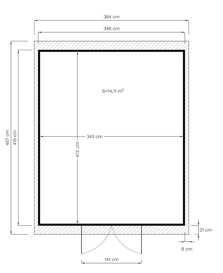 BERTILO Gartenhaus Workshop Carpenter naturbelassen, BxT: 364x459 cm, Großes Gartenhaus aus exakt vorgefertigten Elementen – Bild 5 von 5