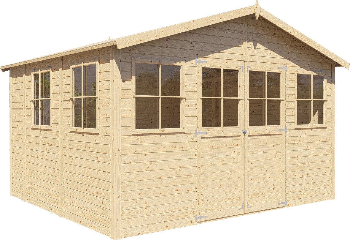 BERTILO Gartenhaus Workshop Smith naturbelassen, BxT: 364x335 cm, Großes Gartenhaus aus exakt vorgefertigten Elementen – Bild 2 von 5