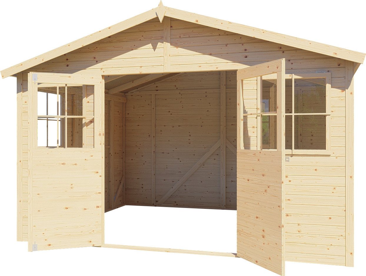 BERTILO Gartenhaus Workshop Smith naturbelassen, BxT: 364x335 cm, Großes Gartenhaus aus exakt vorgefertigten Elementen – Bild 3 von 5