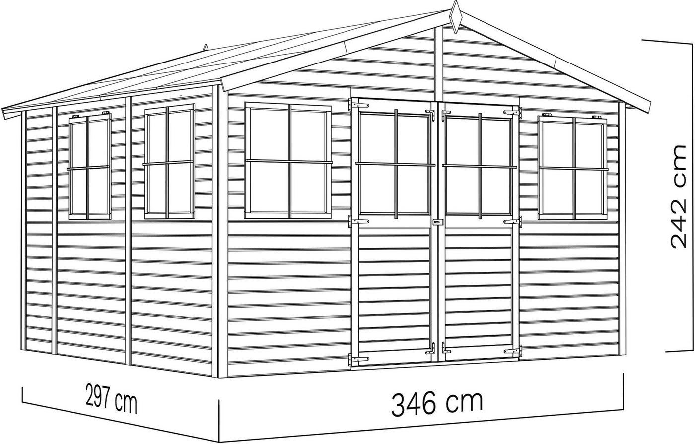BERTILO Gartenhaus Workshop Smith naturbelassen, BxT: 364x335 cm, Großes Gartenhaus aus exakt vorgefertigten Elementen – Bild 4 von 5