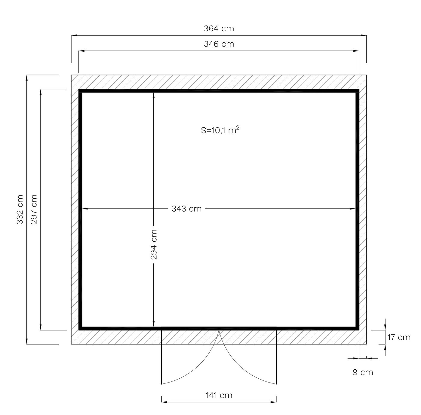 BERTILO Gartenhaus Workshop Smith naturbelassen, BxT: 364x335 cm, Großes Gartenhaus aus exakt vorgefertigten Elementen – Bild 5 von 5