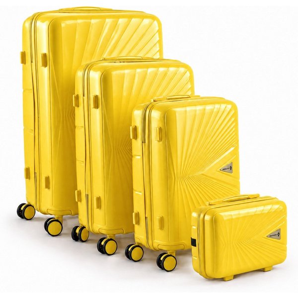 Berwin Trolleyset mit Beautycase Modell Cryta Tropic Gelb, 4 Rollen, (Set, 4 tlg., MS-19771)