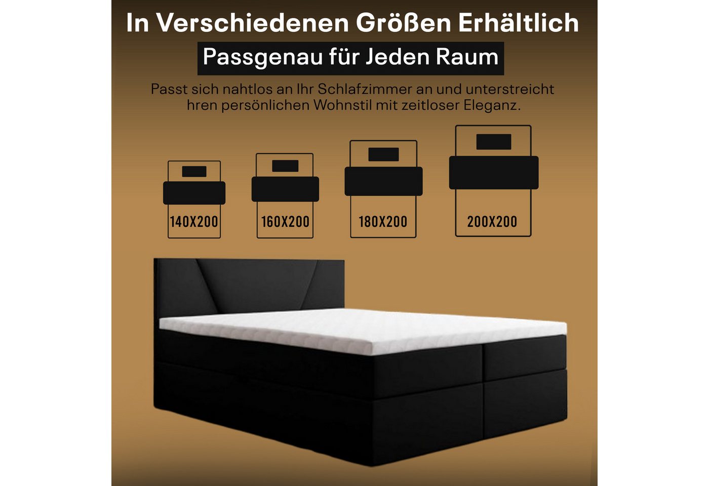 Best for Home Boxspringbett Boxspring bett mit Bonellfederkern&Komfort-Topper und Stauraum (1-teilig, 4-St., 140x200 160x200 180x200 200x200), Handwerksqualität – Bild 5 von 5