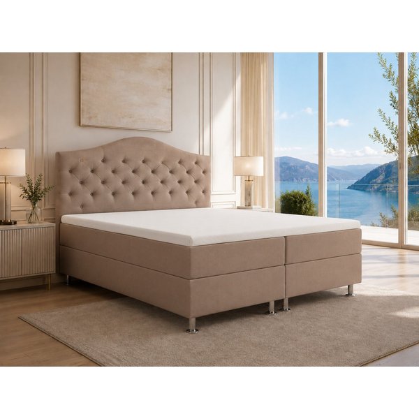 Best for Home Boxspringbett Glamour mit 7-Zonen Bonell & 7 cm T-30 Topper – Komfortbett (Komplettset, 4-St., Boxspringbett mit 7-Zonen-Bonellfederkernmatratze &