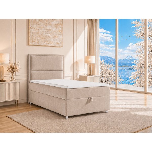 Best for Home Boxspringbett K-11 SINGLE mit Bettkasten, Bonellfederkern, Komfort Topper H3 (Hotelbett, Einzelbett, Kinderbett, Juniorbett, 5-St., 70x200 80x200 