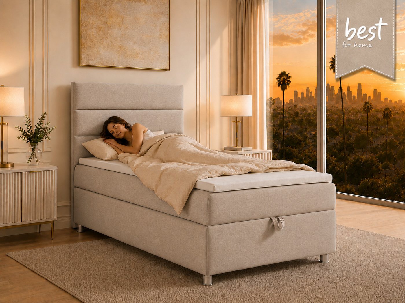 Best for Home Boxspringbett K-4 mit Stauraum, Topper & Bonellfederkern (Komplettset, 1-St., Boxspringbett inklusive Matratze und Topper), ca. 5 cm PUR-Schaum-To – Bild 2 von 5
