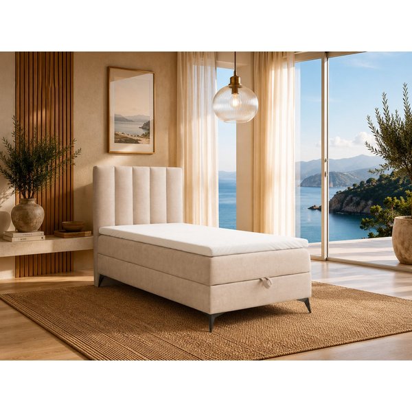 Best for Home Boxspringbett K10 Single SLIM mit Bettkasten & Bonellfederkernmatratze, Topper H3 (Einzelbett, Polsterbett, Kinderbett, Juniorbett, Hotelbett, 70x