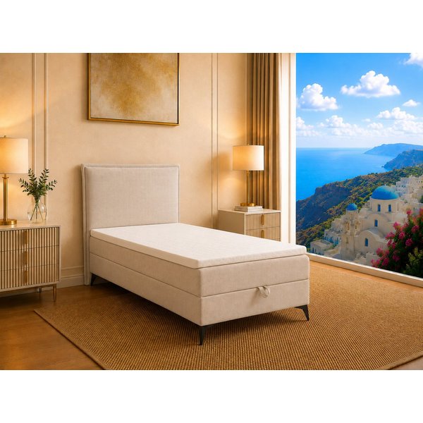 Best for Home Boxspringbett K16 Single SLIM mit Bettkasten & Bonellfederkernmatratze, Topper H3 (Einzelbett, Polsterbett, Juniorbett, Hotelbett, versch. Größen,