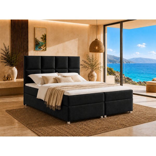 Best for Home Boxspringbett mit Stauraum Doppelbett Trinity K-2 mit 7-Zonen Komfort Topper (Polsterbett Doppelbett Boxbett mit gepolstertes Kopfteil, versch. Gr
