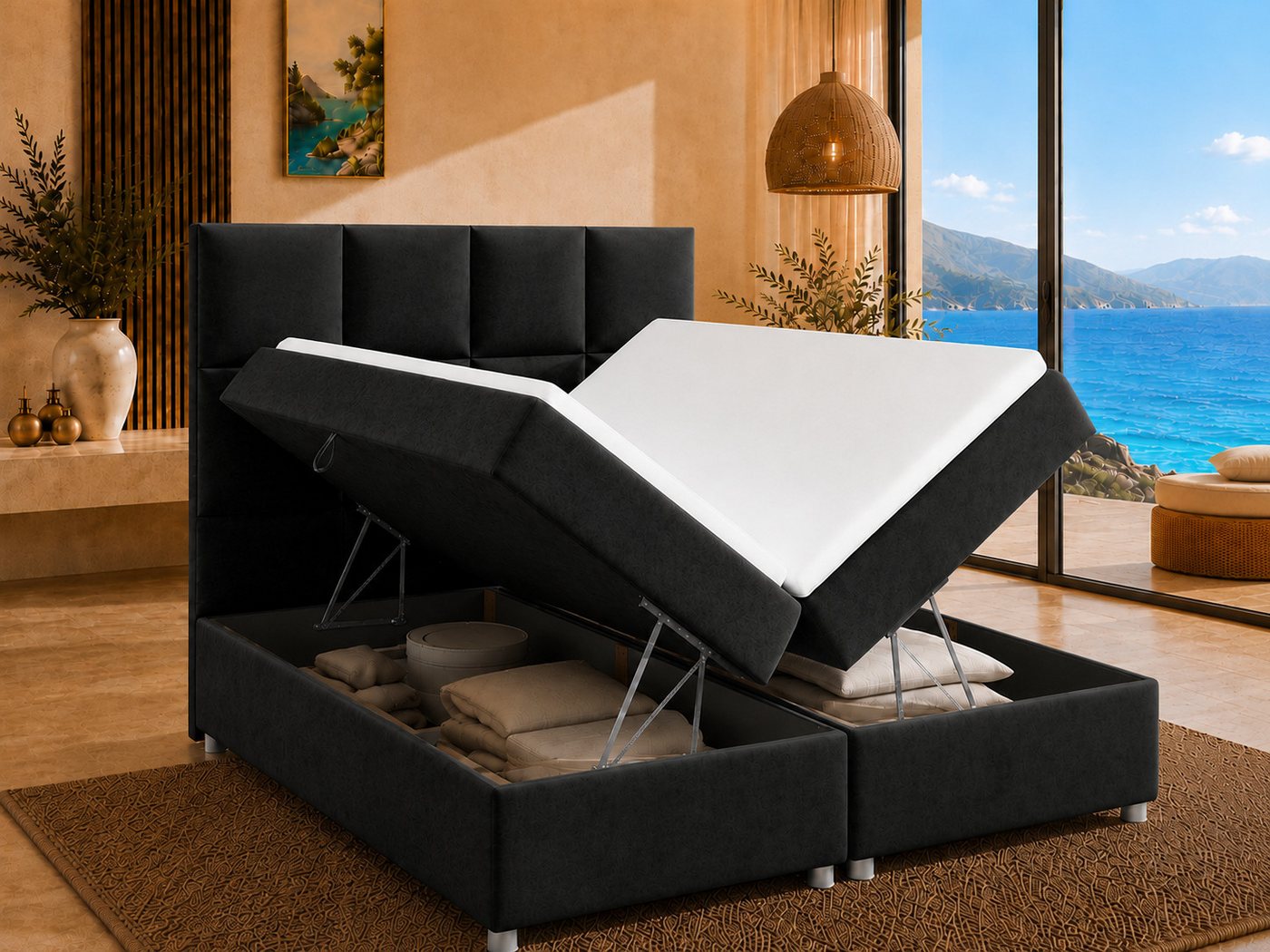 Best for Home Boxspringbett mit Stauraum Doppelbett Trinity K-2 mit 7-Zonen Komfort Topper (Polsterbett Doppelbett Boxbett mit gepolstertes Kopfteil, versch. Gr – Bild 2 von 5