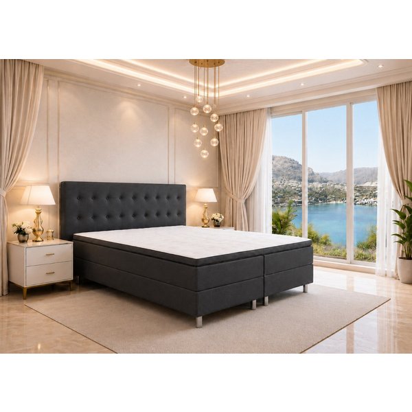 Best for Home Boxspringbett NEO bett mit 7-Zonen-Bonellfederkern und 5 cm Topper (Boxspringbett-Set, 6-St., Boxspringbett-Set inklusive Unterboxen, Matratzen, T