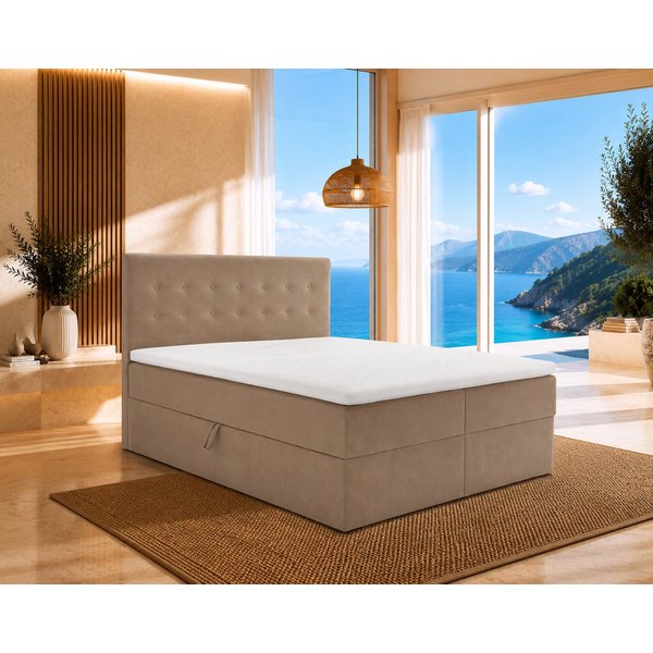 Best for Home Boxspringbett Polsterbett mit 7-Zonen-Taschenfederkernmatratze und Schubladen (Komplettset (Boxspringbett inkl. 2 Matratzen, Topper & Stauraum-Sch