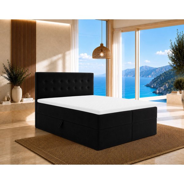 Best for Home Boxspringbett Polsterbett mit 7-Zonen-Taschenfederkernmatratze und Schubladen (Komplettset (Boxspringbett inkl. 2 Matratzen, Topper & Stauraum-Sch