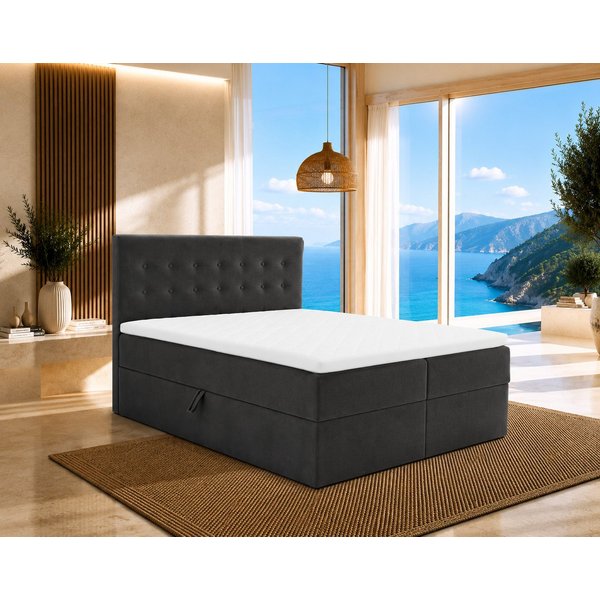 Best for Home Boxspringbett Polsterbett mit 7-Zonen-Taschenfederkernmatratze und Schubladen (Komplettset (Boxspringbett inkl. 2 Matratzen, Topper & Stauraum-Sch