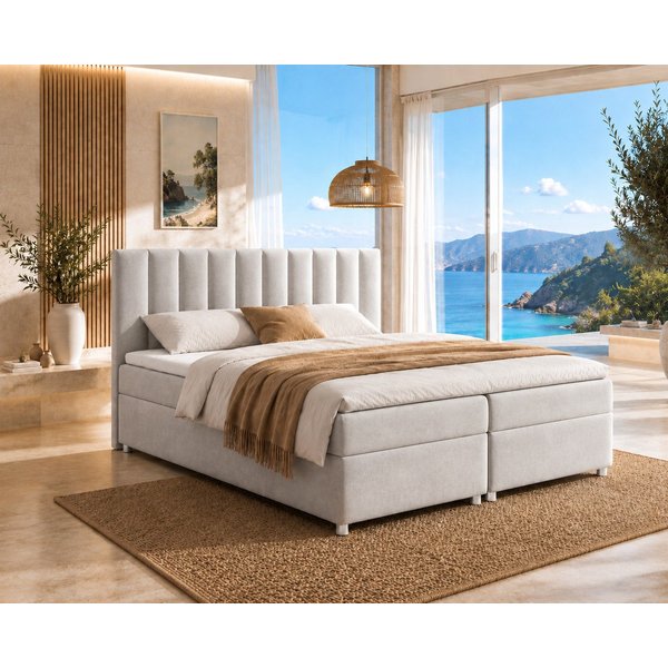 Best for Home Boxspringbett Trinity K-10 mit zwei Bettkästen & 7-Zonen Komfort-Topper (Doppelbett mit Stauraum, Federkernmatratze, gepolstertes Kopfteil, Doppel