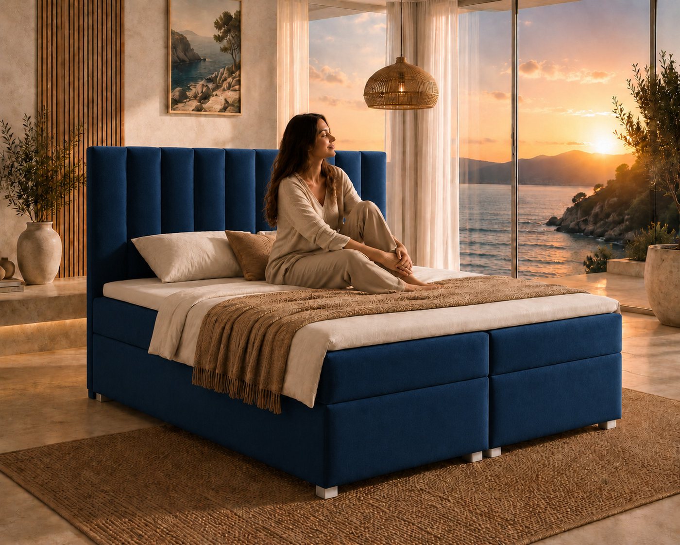 Best for Home Boxspringbett Trinity K-10 mit zwei Bettkästen & 7-Zonen Komfort-Topper (Doppelbett mit Stauraum, Federkernmatratze, gepolstertes Kopfteil, Doppel – Bild 3 von 5