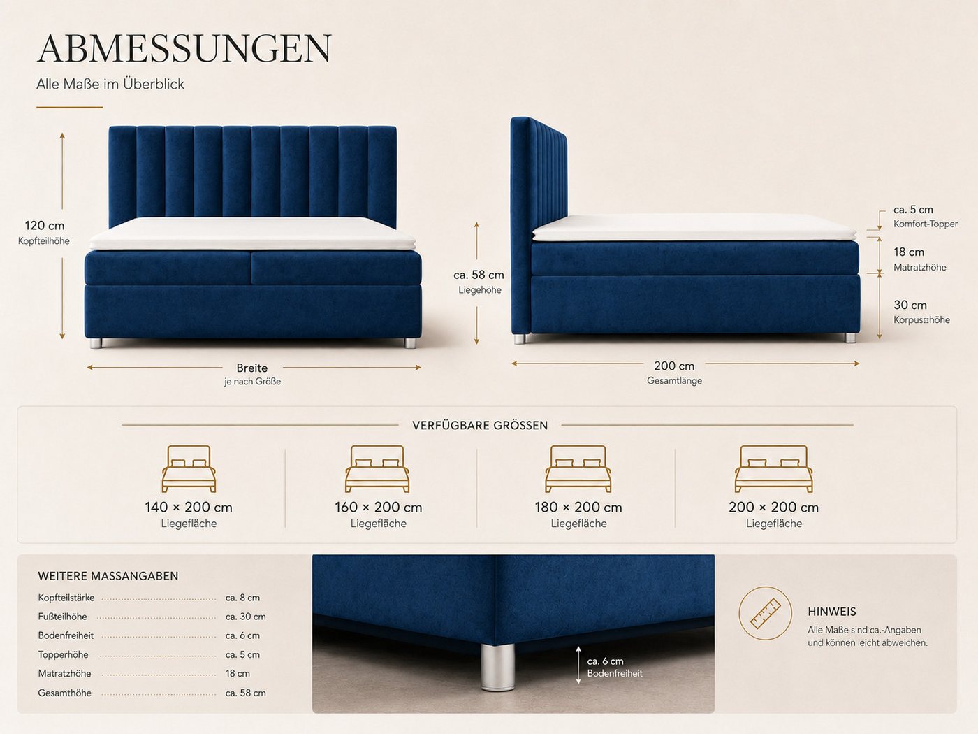 Best for Home Boxspringbett Trinity K-10 mit zwei Bettkästen & 7-Zonen Komfort-Topper (Doppelbett mit Stauraum, Federkernmatratze, gepolstertes Kopfteil, Doppel – Bild 5 von 5