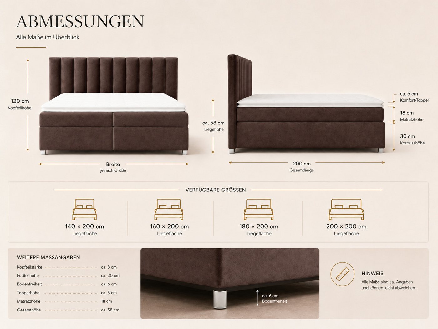 Best for Home Boxspringbett Trinity K-10 mit zwei Bettkästen & 7-Zonen Komfort-Topper (Doppelbett mit Stauraum, Federkernmatratze, gepolstertes Kopfteil, Doppel – Bild 5 von 5