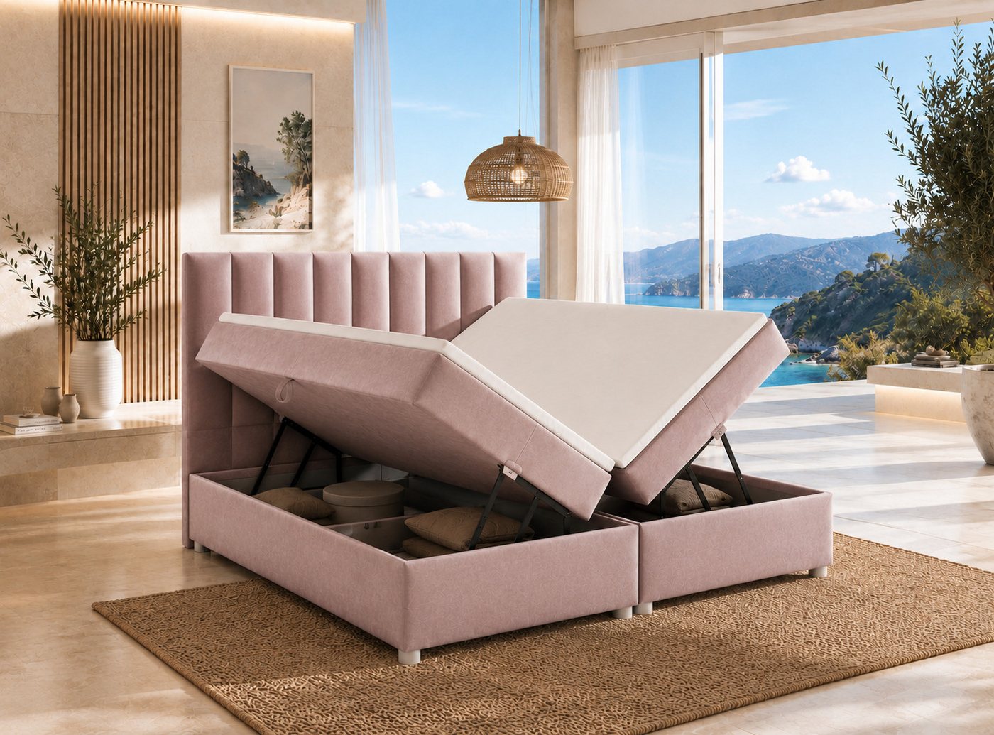 Best for Home Boxspringbett Trinity K-10 mit zwei Bettkästen & 7-Zonen Komfort-Topper (Doppelbett mit Stauraum, Federkernmatratze, gepolstertes Kopfteil, Doppel – Bild 2 von 5