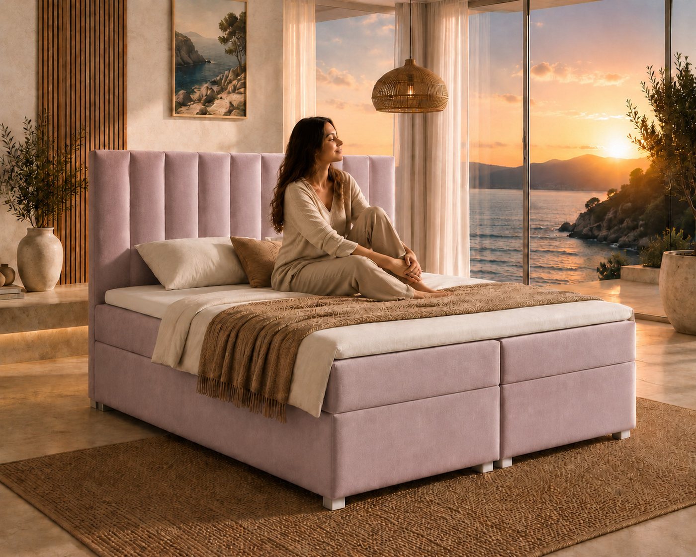 Best for Home Boxspringbett Trinity K-10 mit zwei Bettkästen & 7-Zonen Komfort-Topper (Doppelbett mit Stauraum, Federkernmatratze, gepolstertes Kopfteil, Doppel – Bild 3 von 5