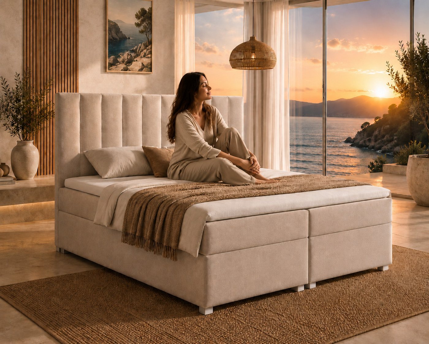 Best for Home Boxspringbett Trinity K-10 mit zwei Bettkästen & 7-Zonen Komfort-Topper (Boxspringbett Set, 1-St., 140x200 160x200 180x200 200x200 cm), 7-Zonen-Bo – Bild 3 von 5