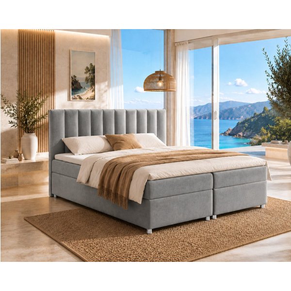 Best for Home Boxspringbett Trinity K-10 mit zwei Bettkästen & 7-Zonen Komfort-Topper (Doppelbett mit Stauraum, Federkernmatratze, gepolstertes Kopfteil, Doppel