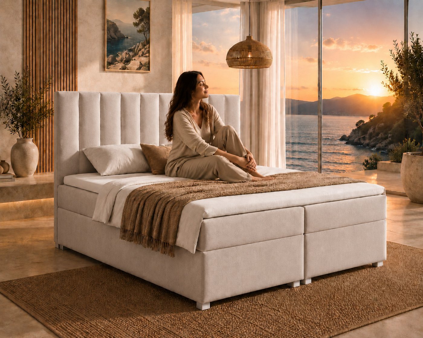 Best for Home Boxspringbett Trinity K-10 mit zwei Bettkästen & 7-Zonen Komfort-Topper (Doppelbett mit Stauraum, Federkernmatratze, gepolstertes Kopfteil, Doppel – Bild 3 von 5