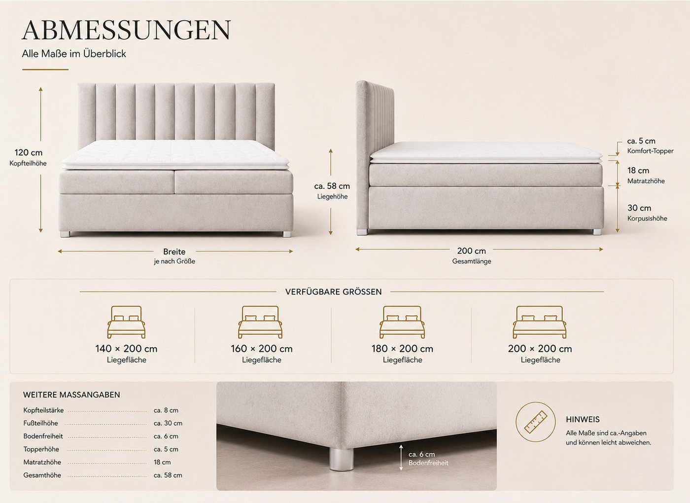 Best for Home Boxspringbett Trinity K-10 mit zwei Bettkästen & 7-Zonen Komfort-Topper (Doppelbett mit Stauraum, Federkernmatratze, gepolstertes Kopfteil, Doppel – Bild 5 von 5