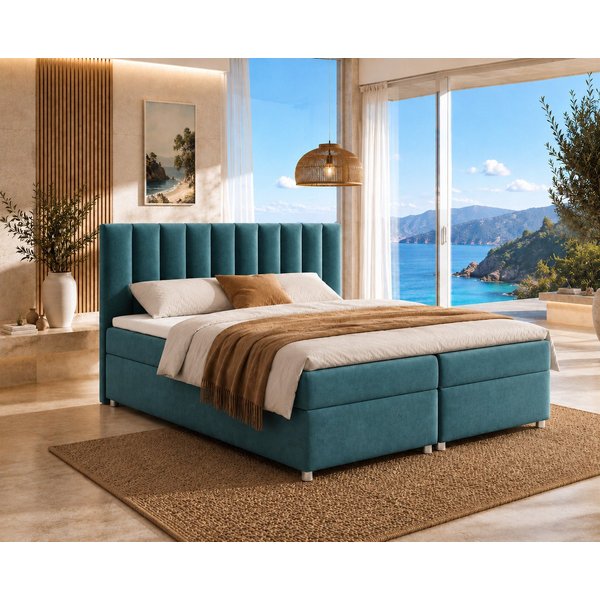 Best for Home Boxspringbett Trinity K-10 mit zwei Bettkästen & 7-Zonen Komfort-Topper (Doppelbett mit Stauraum, Federkernmatratze, gepolstertes Kopfteil, Doppel