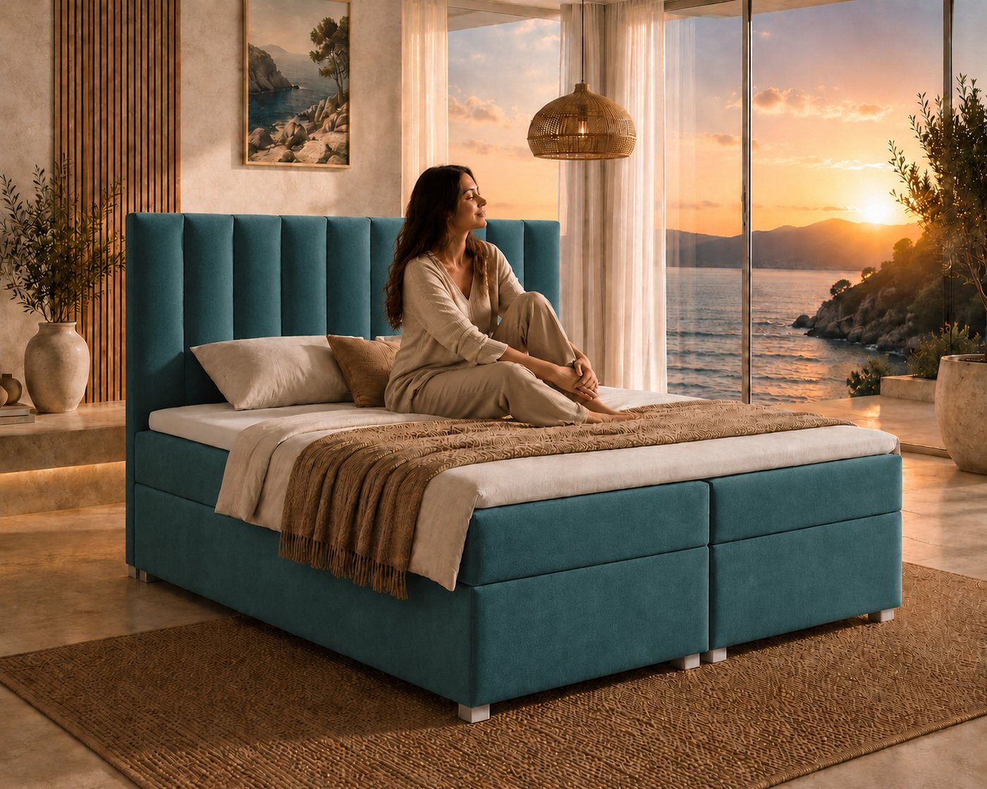 Best for Home Boxspringbett Trinity K-10 mit zwei Bettkästen & 7-Zonen Komfort-Topper (Doppelbett mit Stauraum, Federkernmatratze, gepolstertes Kopfteil, Doppel – Bild 3 von 5