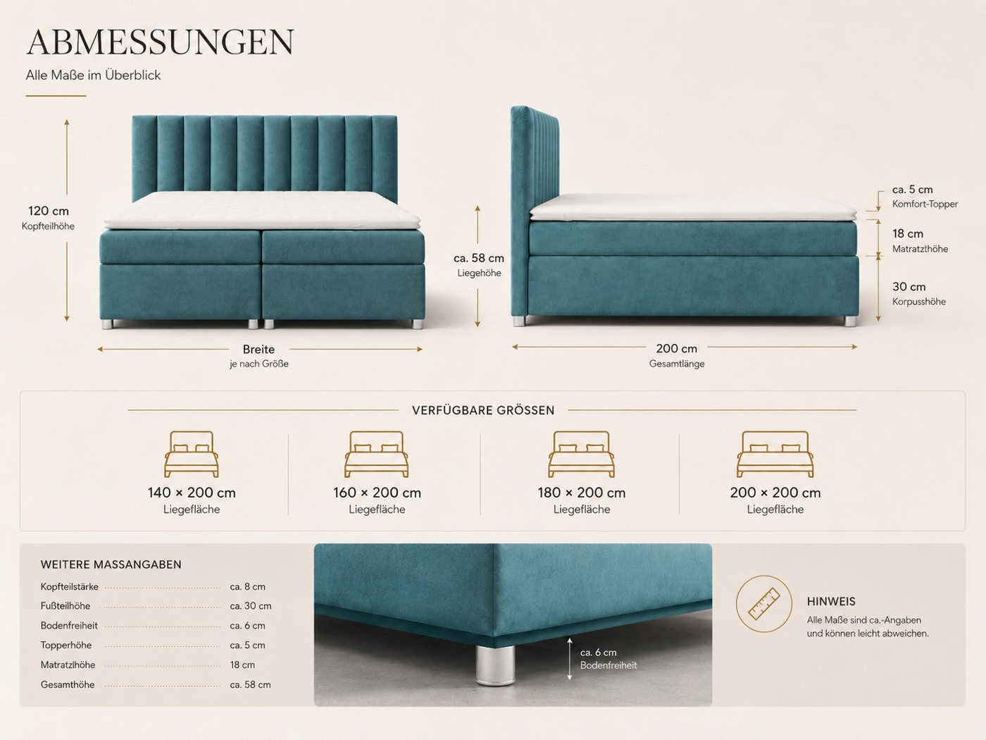Best for Home Boxspringbett Trinity K-10 mit zwei Bettkästen & 7-Zonen Komfort-Topper (Doppelbett mit Stauraum, Federkernmatratze, gepolstertes Kopfteil, Doppel – Bild 5 von 5