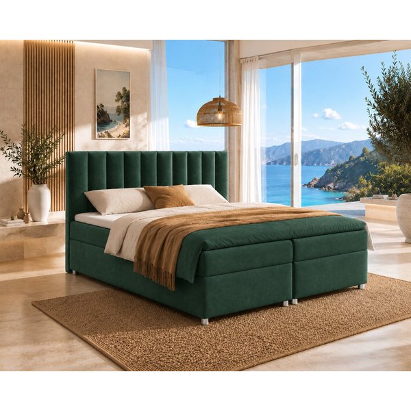 Best for Home Boxspringbett Trinity K-10 mit zwei Bettkästen & 7-Zonen Komfort-Topper (Doppelbett mit Stauraum, Federkernmatratze, gepolstertes Kopfteil, Doppel
