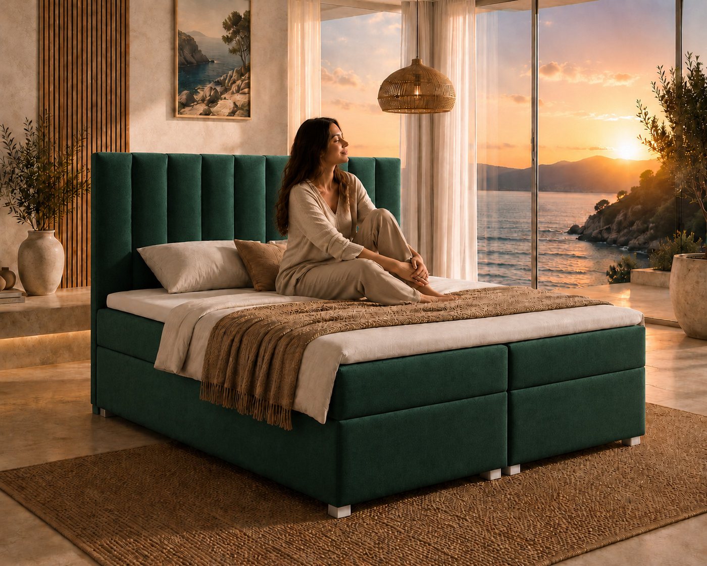 Best for Home Boxspringbett Trinity K-10 mit zwei Bettkästen & 7-Zonen Komfort-Topper (Doppelbett mit Stauraum, Federkernmatratze, gepolstertes Kopfteil, Doppel – Bild 3 von 5