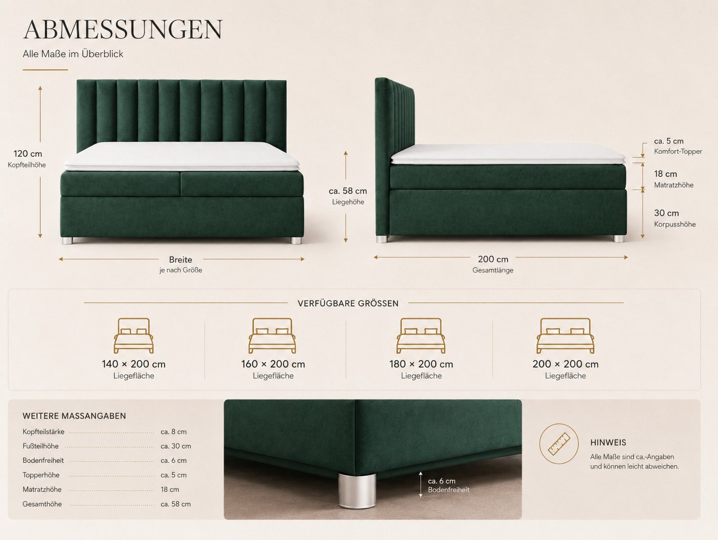 Best for Home Boxspringbett Trinity K-10 mit zwei Bettkästen & 7-Zonen Komfort-Topper (Doppelbett mit Stauraum, Federkernmatratze, gepolstertes Kopfteil, Doppel – Bild 5 von 5