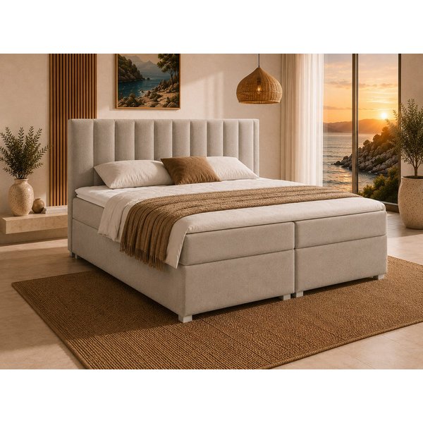 Best for Home Boxspringbett Trinity K-10 mit zwei Bettkästen & 7-Zonen Komfort-Topper (Doppelbett mit Stauraum, Federkernmatratze, gepolstertes Kopfteil, Doppel