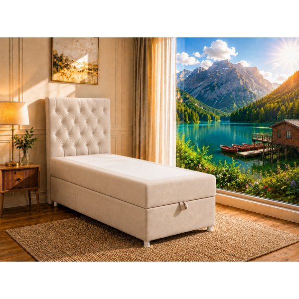Best for Home Boxspringbett Trinity K-14 Boxspringbett mit Bettkasten & Bonnell-Federkern (Einzelbett, Polsterbett gepolstertes Kopfteil, Jugendbett, Kinderbett