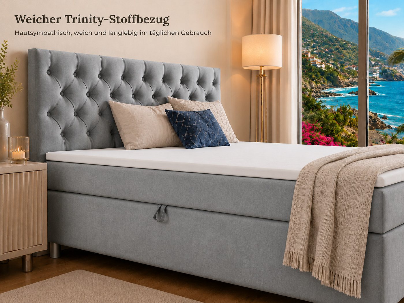 Best for Home Boxspringbett Trinity K-14 mit 7-Zonen-Matratze und Stauraum (Boxspringbett-Set, 1-St., Boxspringbett-Set inklusive Matratze, Topper und Bettkäste – Bild 4 von 5