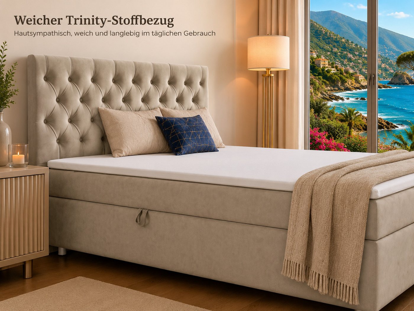 Best for Home Boxspringbett Trinity K-14 mit 7-Zonen-Matratze und Stauraum (Boxspringbett-Set, 1-St., Boxspringbett-Set inklusive Matratze, Topper und Bettkäste – Bild 4 von 5