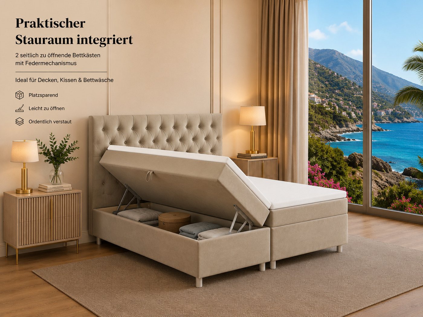 Best for Home Boxspringbett Trinity K-14 mit 7-Zonen-Matratze und Stauraum (Boxspringbett-Set, 1-St., Boxspringbett-Set inklusive Matratze, Topper und Bettkäste – Bild 5 von 5