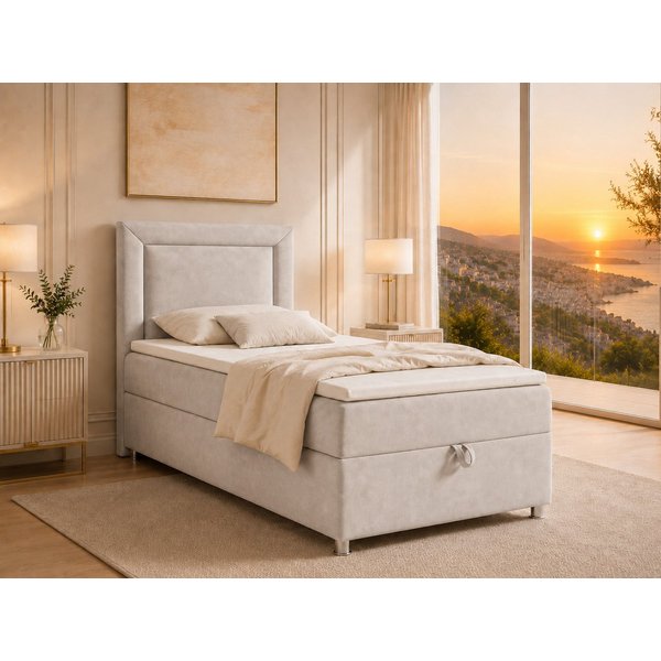 Best for Home Boxspringbett Trinity K-3 Boxspringbett mit Stauraum und Topper (Einzelbett, Polsterbett mit gepolstertes Kopfteil, Jugendbett, Kinderbett versch.