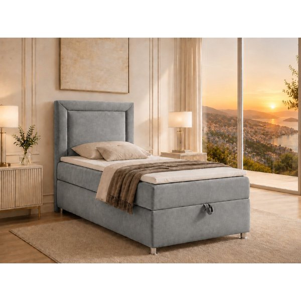 Best for Home Boxspringbett Trinity K-3 Boxspringbett mit Stauraum und Topper (Einzelbett, Polsterbett mit gepolstertes Kopfteil, Jugendbett, Kinderbett versch.