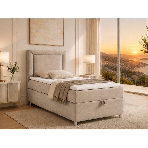 Best for Home Boxspringbett Trinity K-3 Boxspringbett mit Stauraum und Topper (Einzelbett, Polsterbett mit gepolstertes Kopfteil, Jugendbett, Kinderbett versch.