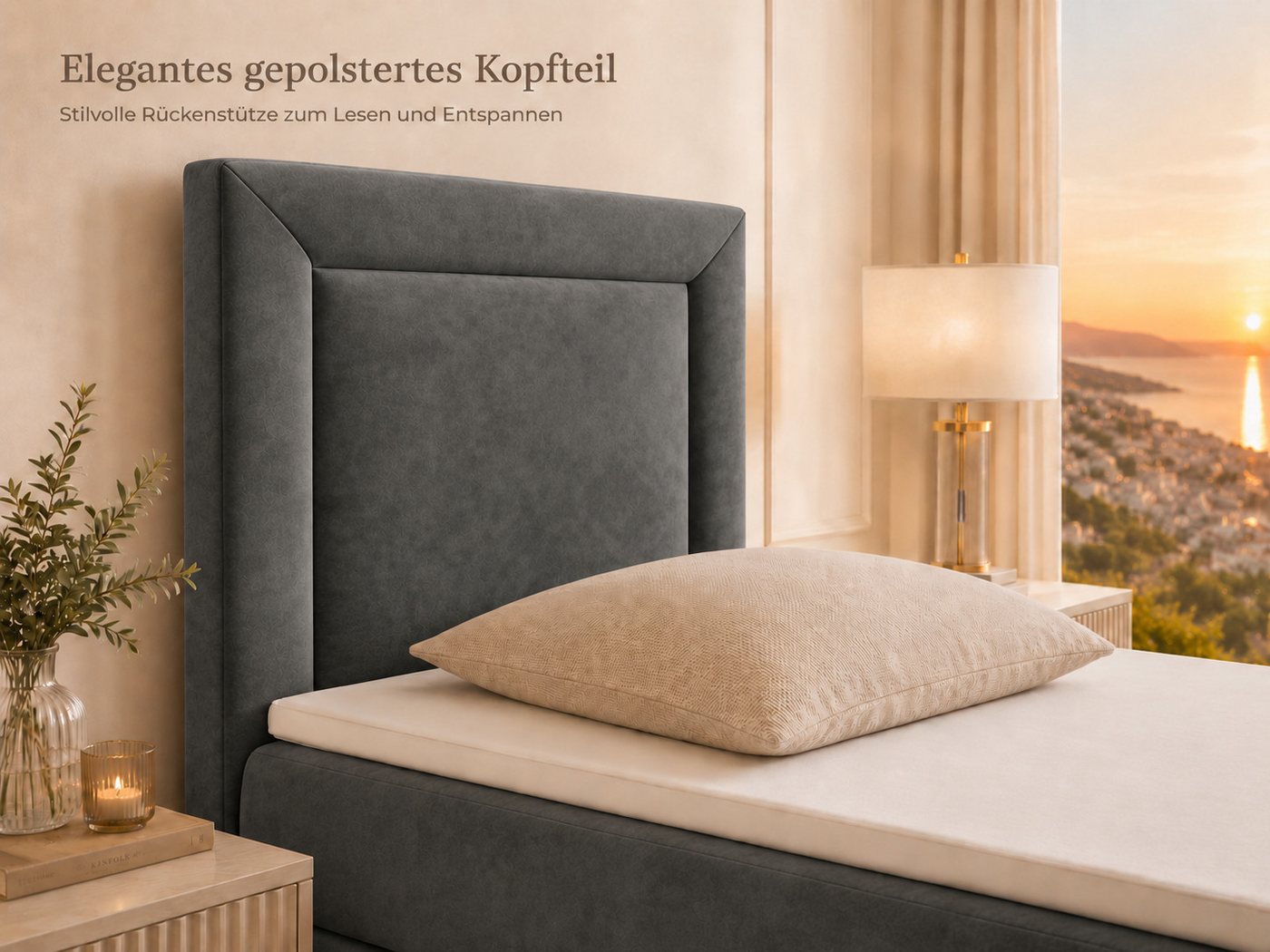 Best for Home Boxspringbett Trinity K-3 Boxspringbett mit Stauraum und Topper (Einzelbett, Polsterbett mit gepolstertes Kopfteil, Jugendbett, Kinderbett versch. – Bild 4 von 5