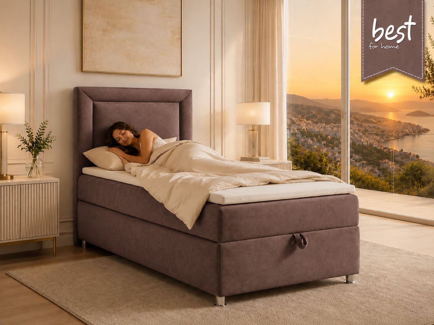 Best for Home Boxspringbett Trinity K-3 Boxspringbett mit Stauraum und Topper (Einzelbett, Polsterbett mit gepolstertes Kopfteil, Jugendbett, Kinderbett versch. – Bild 2 von 5