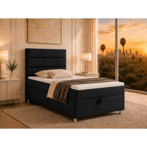 Best for Home Boxspringbett Trinity K-4 Single 5cm Topper Bonell Bettkasten (Einzelbett, Polsterbett mit gepolstertes Kopfteil, Jugendbett, Kinderbett versch. G