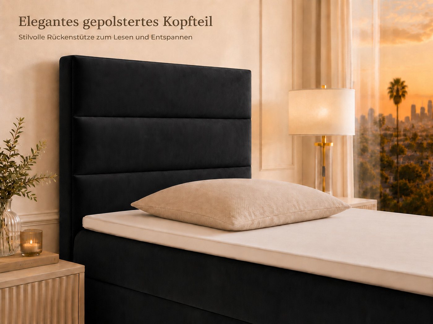 Best for Home Boxspringbett Trinity K-4 Single 5cm Topper Bonell Bettkasten (Einzelbett, Polsterbett mit gepolstertes Kopfteil, Jugendbett, Kinderbett versch. G – Bild 4 von 5