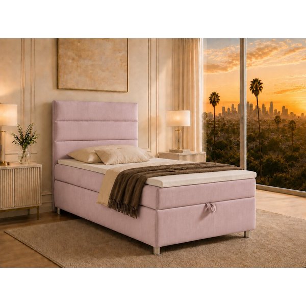 Best for Home Boxspringbett Trinity K-4 Single 5cm Topper Bonell Bettkasten (Einzelbett, Polsterbett mit gepolstertes Kopfteil, Jugendbett, Kinderbett versch. G