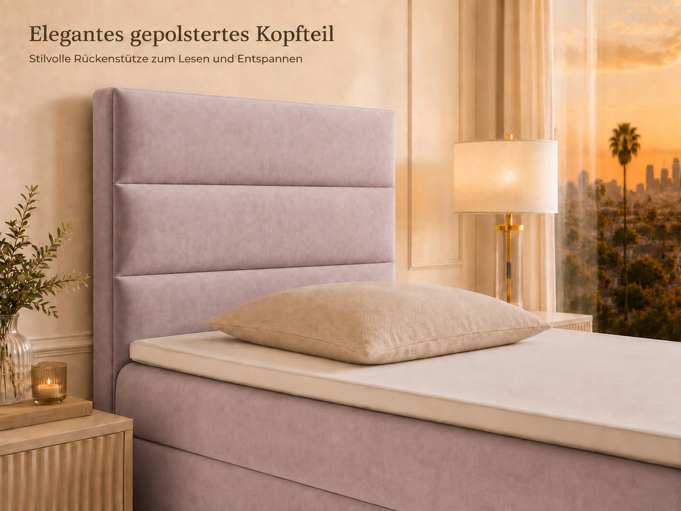 Best for Home Boxspringbett Trinity K-4 Single 5cm Topper Bonell Bettkasten (Einzelbett, Polsterbett mit gepolstertes Kopfteil, Jugendbett, Kinderbett versch. G – Bild 4 von 5