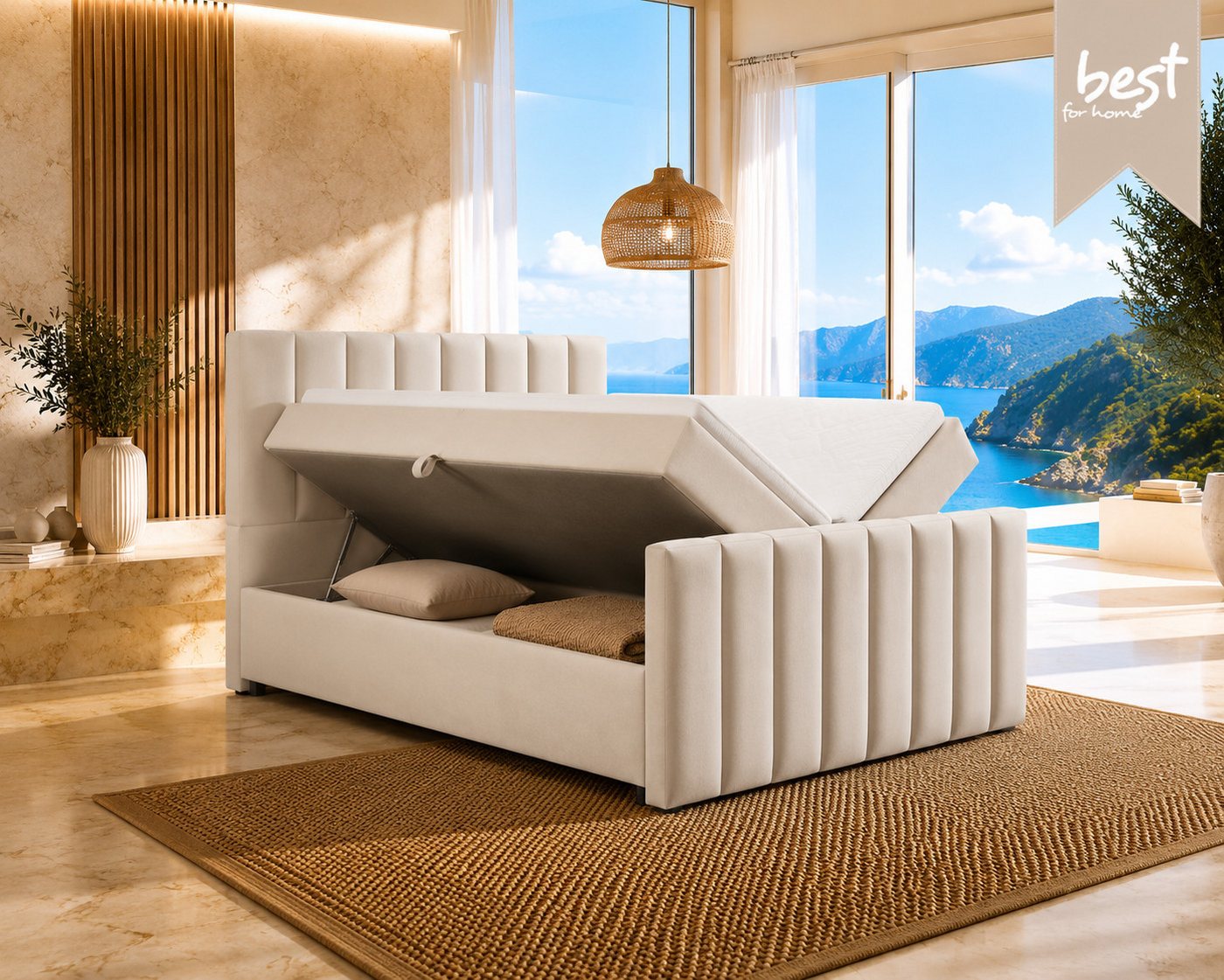 Best for Home Boxspringbett Trinity K10 mit Stauraum, Bonellmatratze & Komfort-Topper (Boxspringbett-Set, 1-St., 140x200 160x200 180x200 200x200 cm), Ergonomisc – Bild 2 von 5